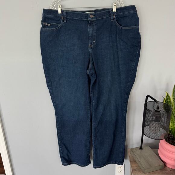 Lee Classic Blue Relaxed Straight Leg Jeans Womens Plus Size 22 W Cotton Spandex - Picture 1 of 7